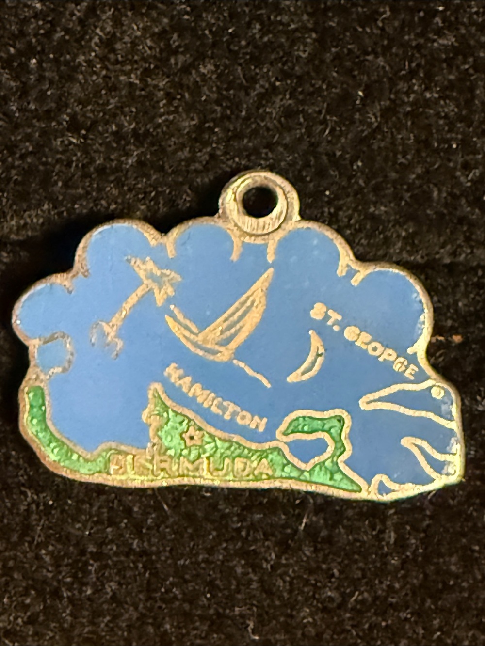 Vintage Bermuda sterling silver and blue enamel beautiful addition Charm.